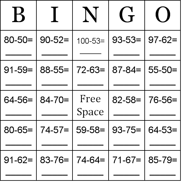 Location bingo card