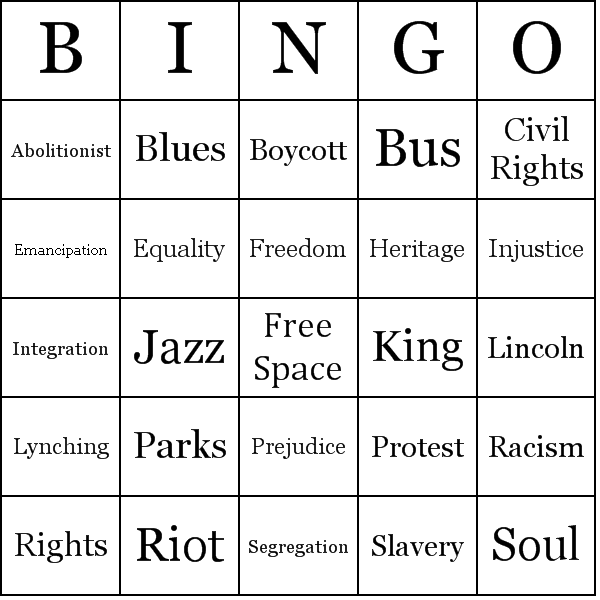 Black History Bingo Card Preview