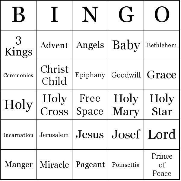 Christmas Religious Bingo Card Preview