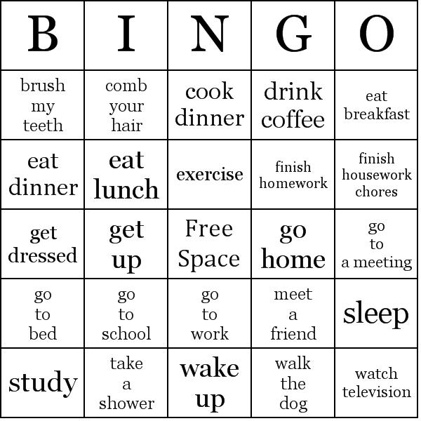 Daily Routines Bingo Card Preview