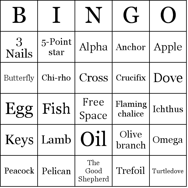 Christian Symbols Bingo Card Preview